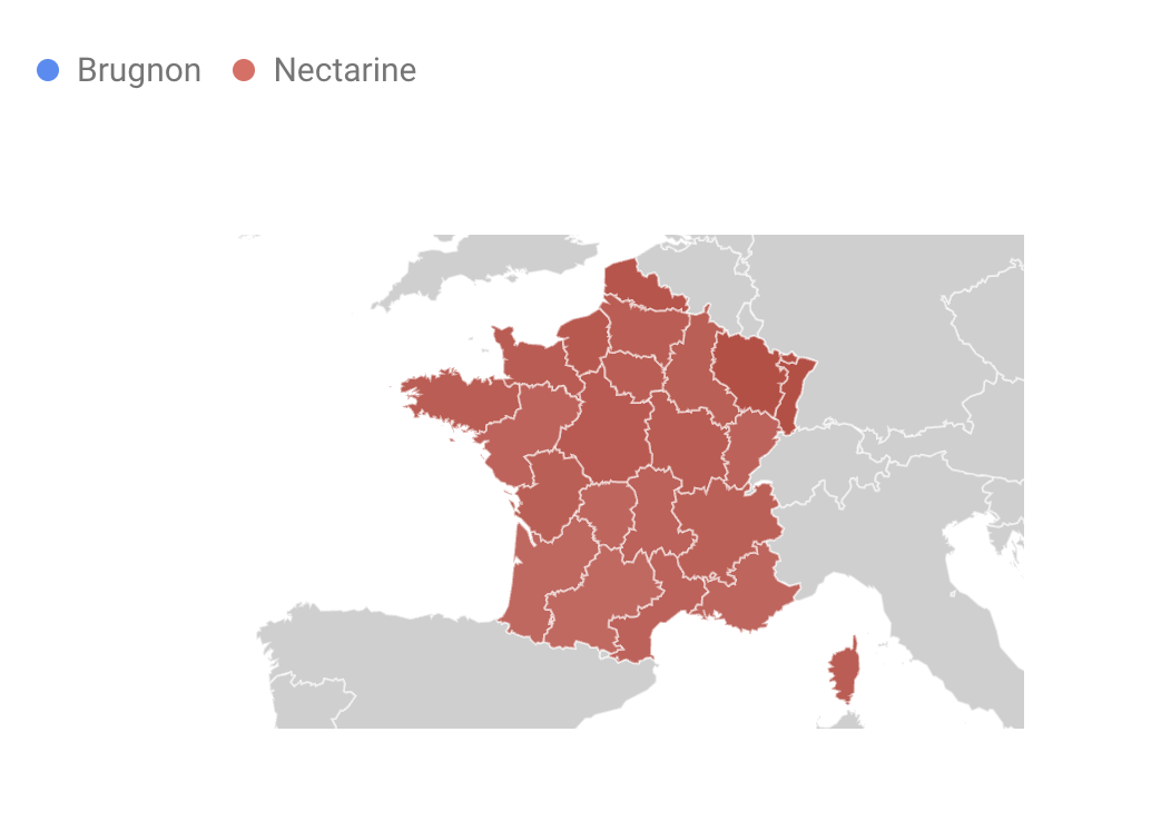Carte France Brugnon ou Nectarine SEO
