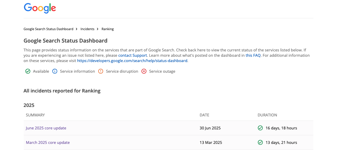 Core update Google mise à jour algorithmique