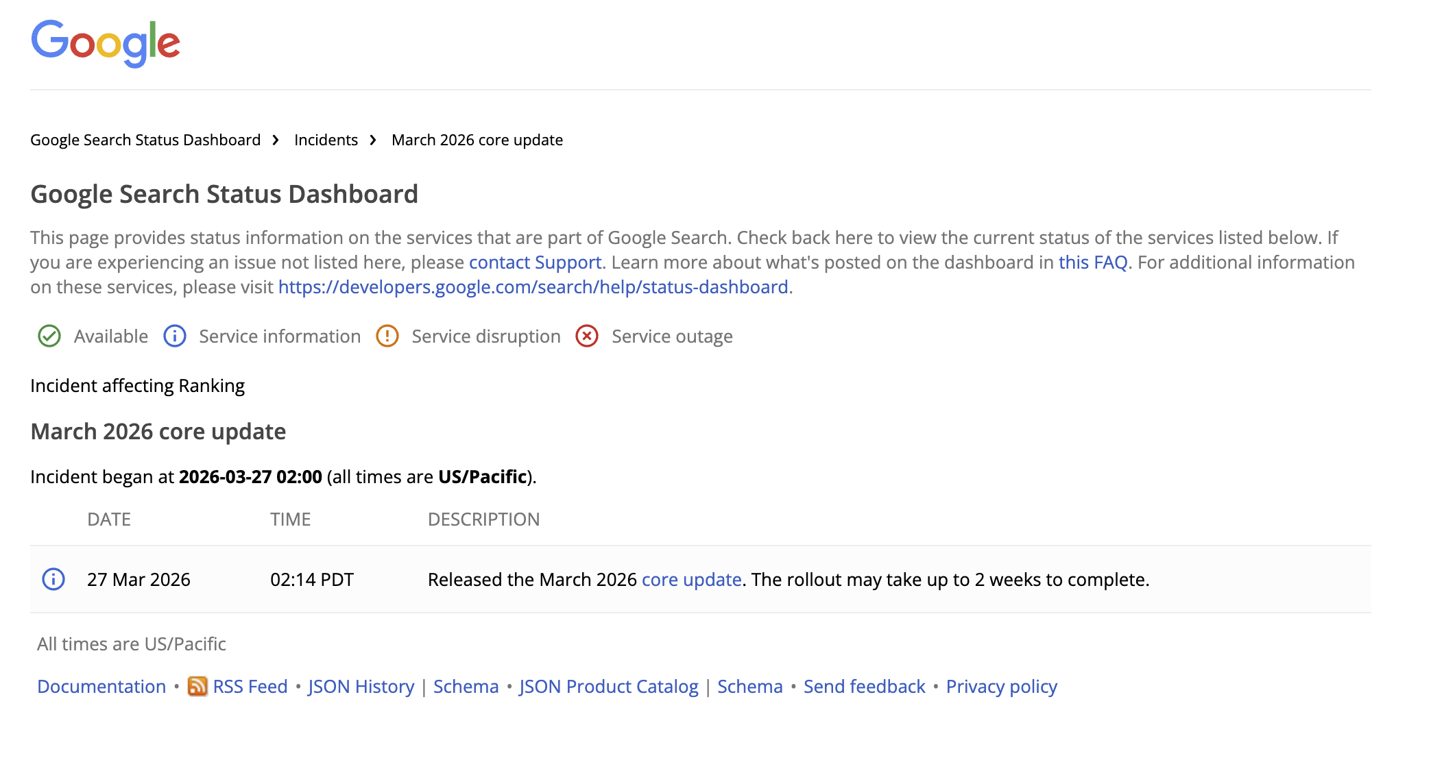 Core update google 27 mars 2026
