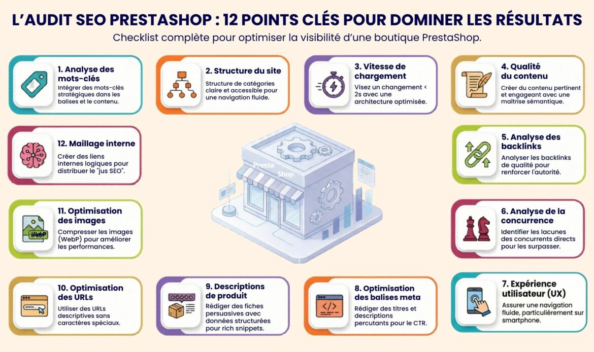 Checklist audit SEO PrestaShop en 12 points - Etowline