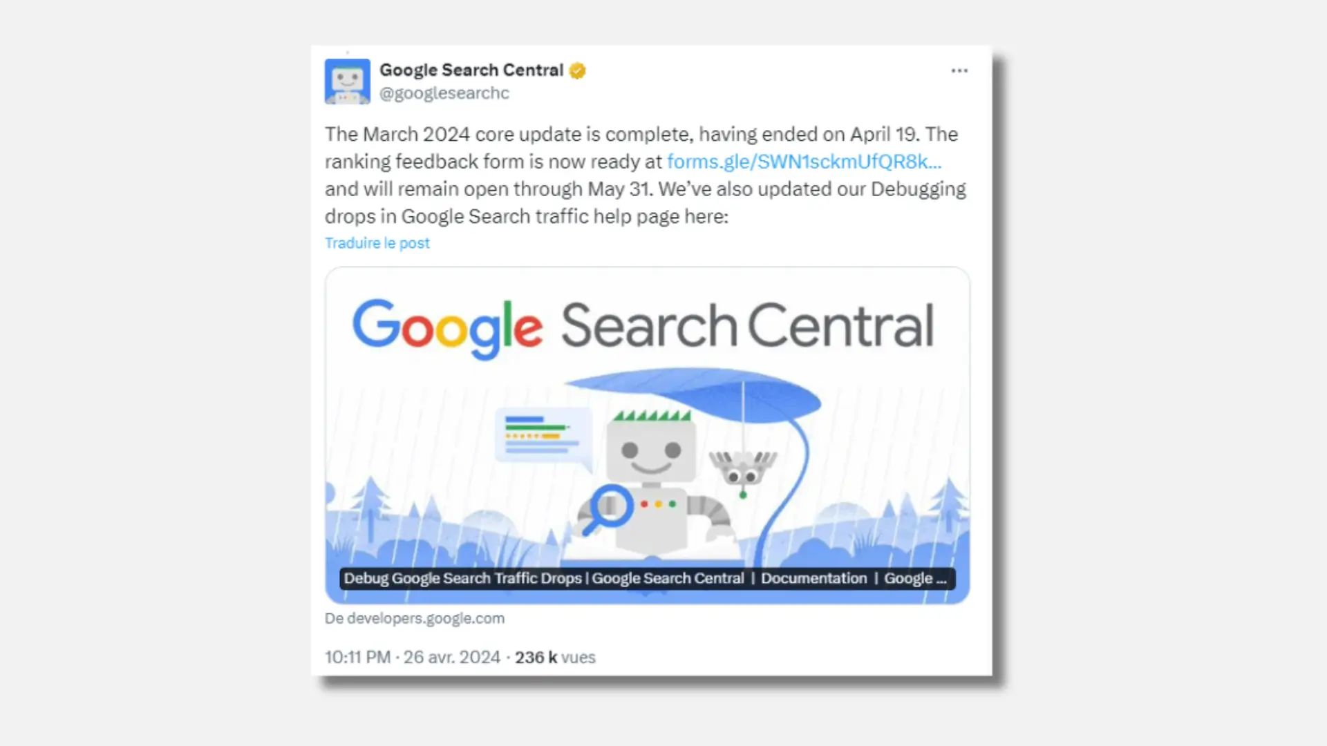 fin Google core update mars 2024