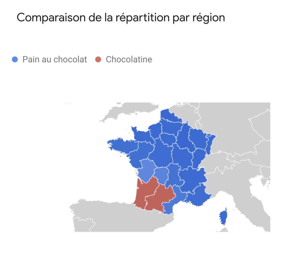 Carte France chocolatine pain au chocolat SEO