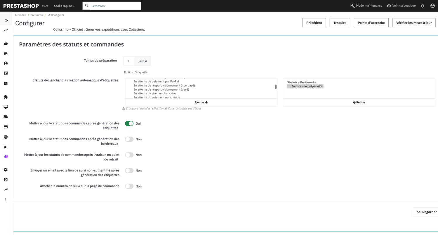 Statut et commandes colissimo prestashop / etowline
