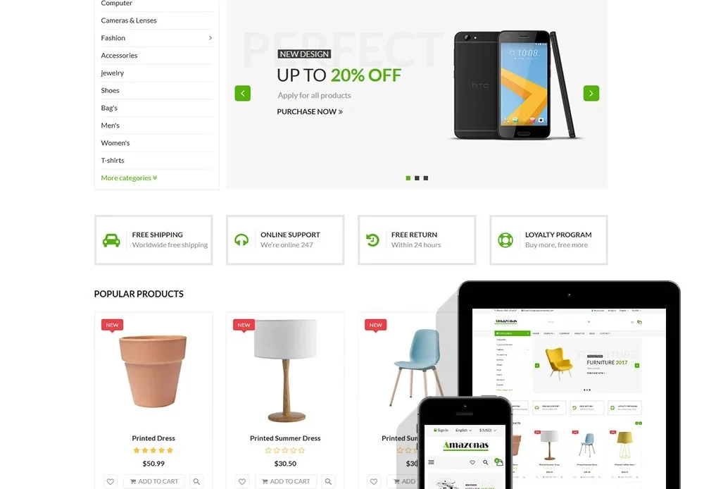 meilleur thème prestashop gratuit amazonas