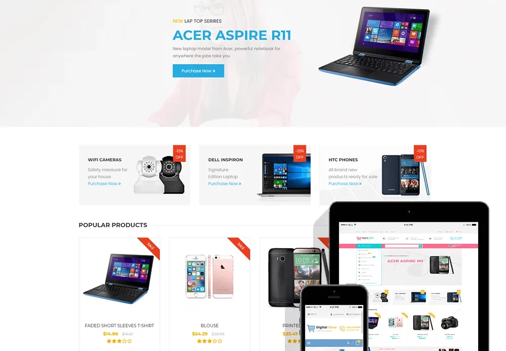 meilleur thème prestashop gratuit digital store